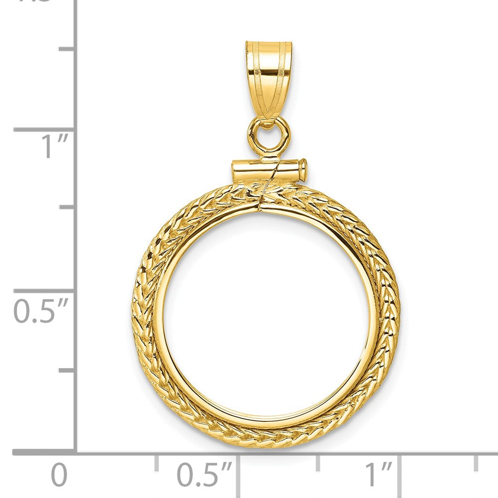 FJC Finejewelers 14 kt Yellow Gold Foxtail Chain 17.8mm x 1.35mm Screw Top Coin Bezel Pendant