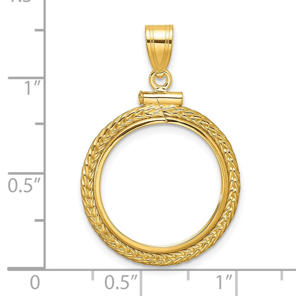 FJC Finejewelers 14 kt Yellow Gold Foxtail Chain Screw Top 1/10 oz Panda Coin Bezel Pendant
