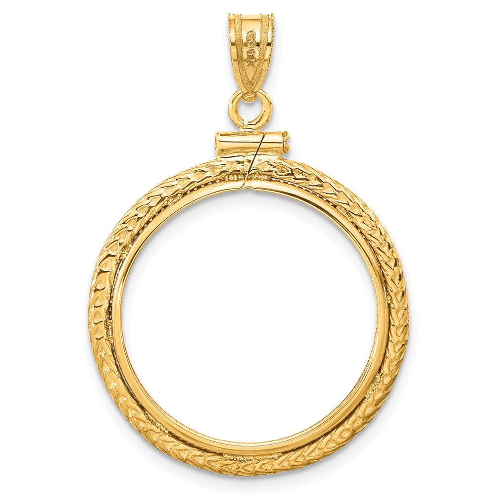 FJC Finejewelers 14 kt Yellow Gold Foxtail Chain 22.0mm x 1.9mm Screw Top Coin Bezel Pendant