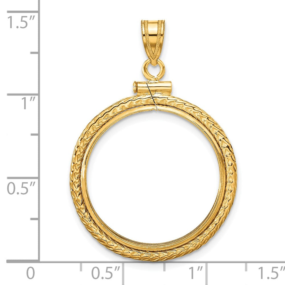 FJC Finejewelers 14 kt Yellow Gold Foxtail Chain 22.0mm x 1.9mm Screw Top Coin Bezel Pendant