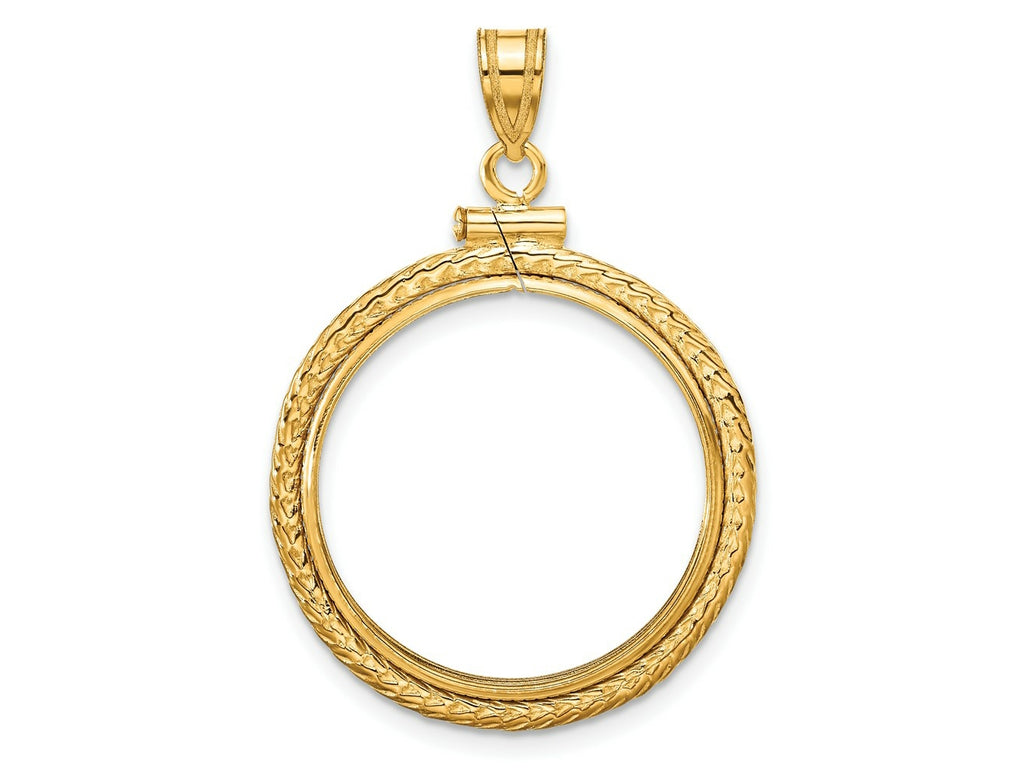 FJC Finejewelers 14 kt Yellow Gold Foxtail Chain 22.0mm x 1.9mm Screw Top Coin Bezel Pendant