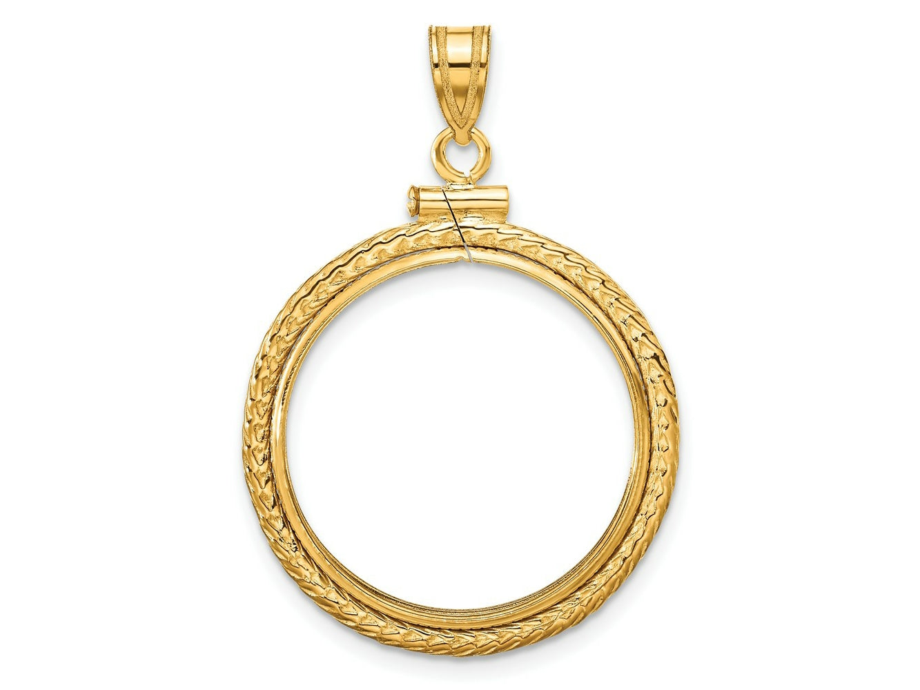 FJC Finejewelers 14 kt Yellow Gold Foxtail Chain 22.0mm x 1.9mm Screw Top Coin Bezel Pendant