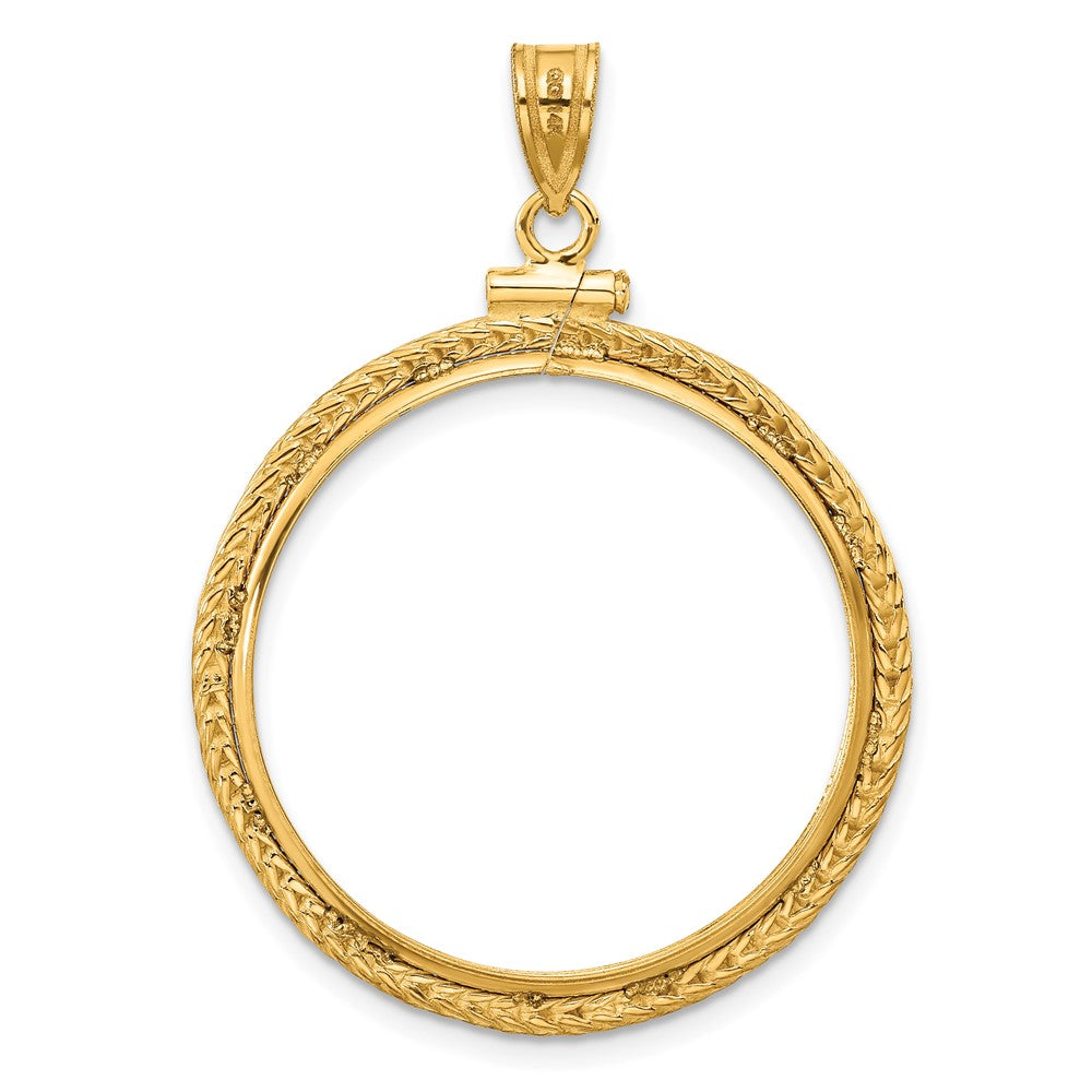 FJC Finejewelers 14 kt Yellow Gold Foxtail Chain 27mm x 2.35mm Screw Top Coin Bezel Pendant
