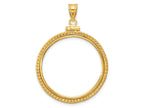 FJC Finejewelers 14 kt Yellow Gold Foxtail Chain 27mm x 2.35mm Screw Top Coin Bezel Pendant