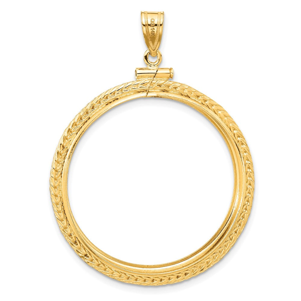 FJC Finejewelers 14 kt Yellow Gold Foxtail Chain 30.0mm x 3.00mm Screw Top Coin Bezel Pendant