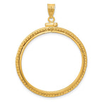 FJC Finejewelers 14 kt Yellow Gold Foxtail Chain 32.7mm x 3.00mm Screw Top Coin Bezel Pendant