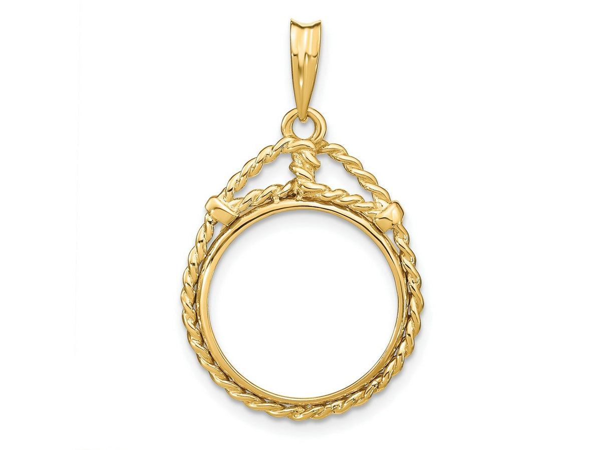 FJC Finejewelers 14 kt Yellow Gold Polished Western Rope 16.5mm Prong Coin Bezel Pendant