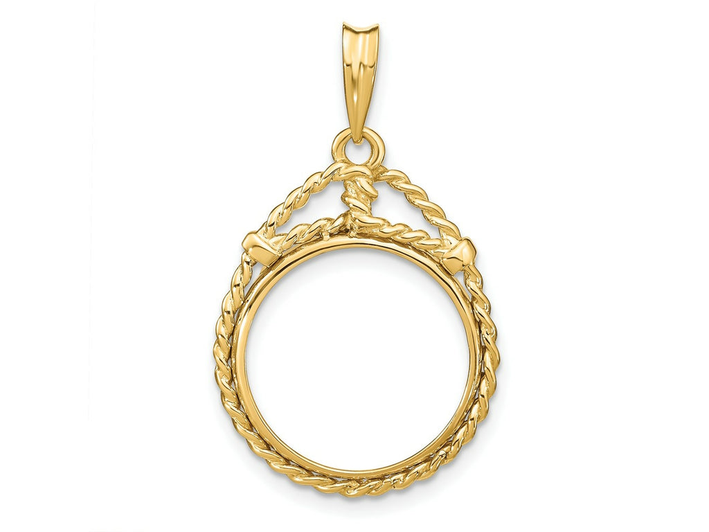 FJC Finejewelers 14 kt Yellow Gold Polished Western Rope 16.5mm Prong Coin Bezel Pendant