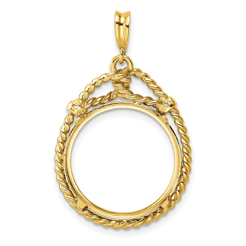 FJC Finejewelers 14 kt Yellow Gold Polished Western Rope 17.8mm Prong Coin Bezel Pendant
