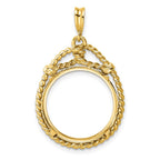 FJC Finejewelers 14 kt Yellow Gold Polished Western Rope 17.8mm Prong Coin Bezel Pendant