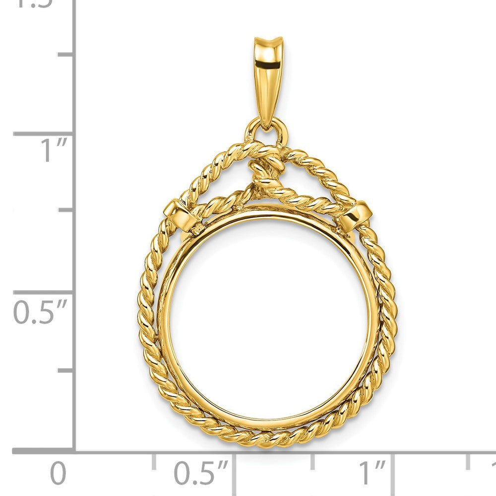 FJC Finejewelers 14 kt Yellow Gold Polished Western Rope 17.8mm Prong Coin Bezel Pendant