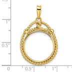 FJC Finejewelers 14 kt Yellow Gold Polished Western Rope 17.8mm Prong Coin Bezel Pendant