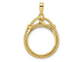 FJC Finejewelers 14 kt Yellow Gold Polished Western Rope 17.8mm Prong Coin Bezel Pendant