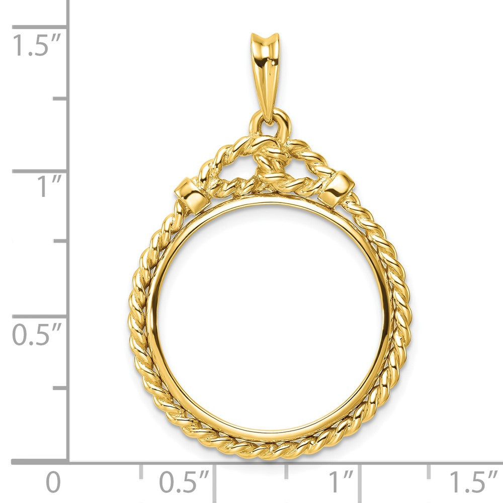FJC Finejewelers 14 kt Yellow Gold Polished Western Rope 21.6mm Prong Coin Bezel Pendant