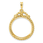 FJC Finejewelers 14 kt Yellow Gold Polished Western Rope 21.6mm Prong Coin Bezel Pendant