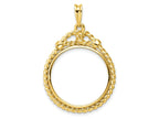 FJC Finejewelers 14 kt Yellow Gold Polished Western Rope 21.6mm Prong Coin Bezel Pendant