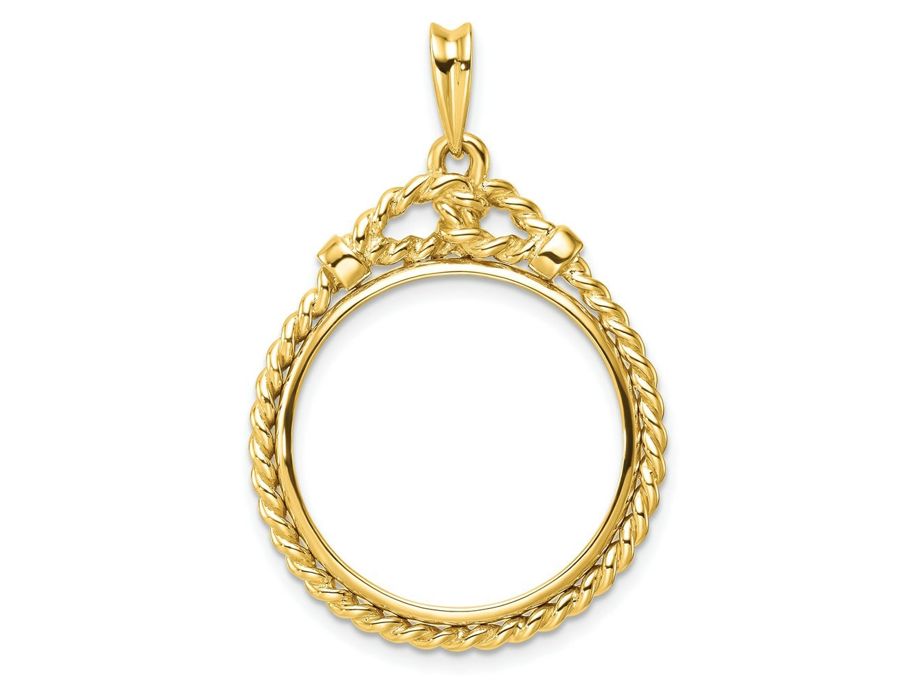 FJC Finejewelers 14 kt Yellow Gold Polished Western Rope 21.6mm Prong Coin Bezel Pendant