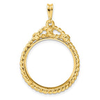 FJC Finejewelers 14 kt Yellow Gold Polished Western Rope 22.0mm Prong Coin Bezel Pendant