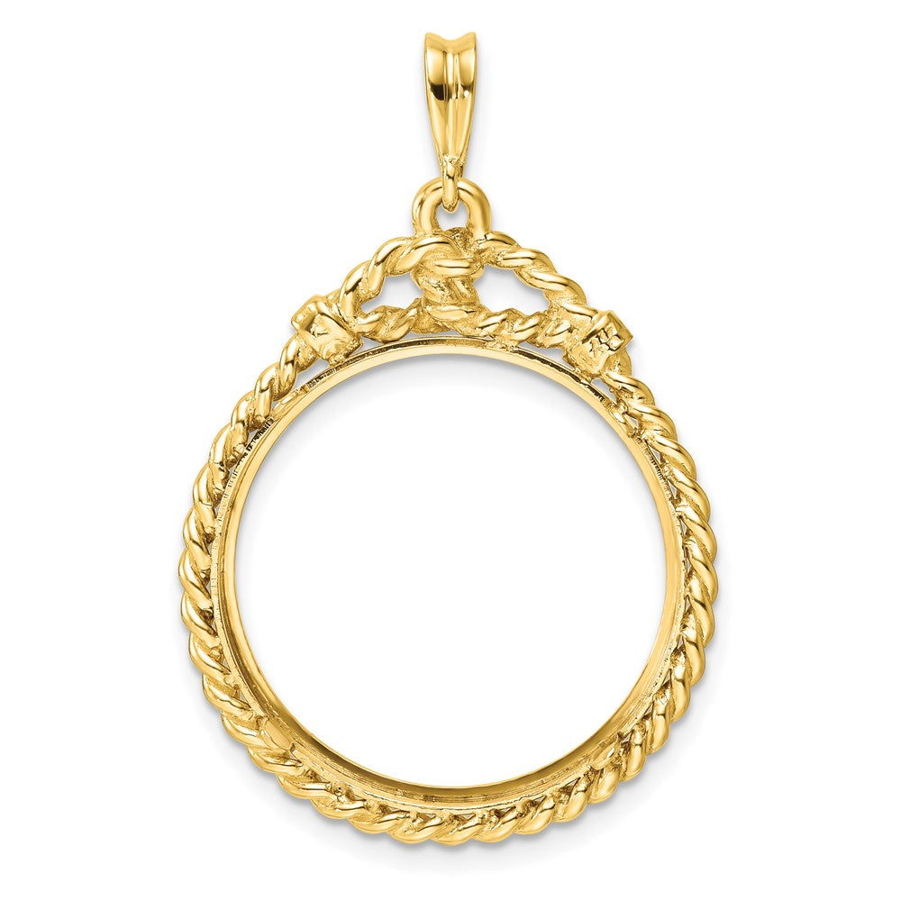 FJC Finejewelers 14 kt Yellow Gold Polished Western Rope 22.0mm Prong Coin Bezel Pendant