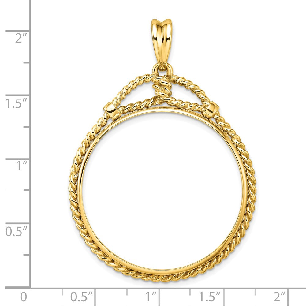 FJC Finejewelers 14 kt Yellow Gold Polished Western Rope 32.7mm Prong Coin Bezel Pendant
