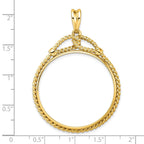FJC Finejewelers 14 kt Yellow Gold Polished Western Rope 32.7mm Prong Coin Bezel Pendant