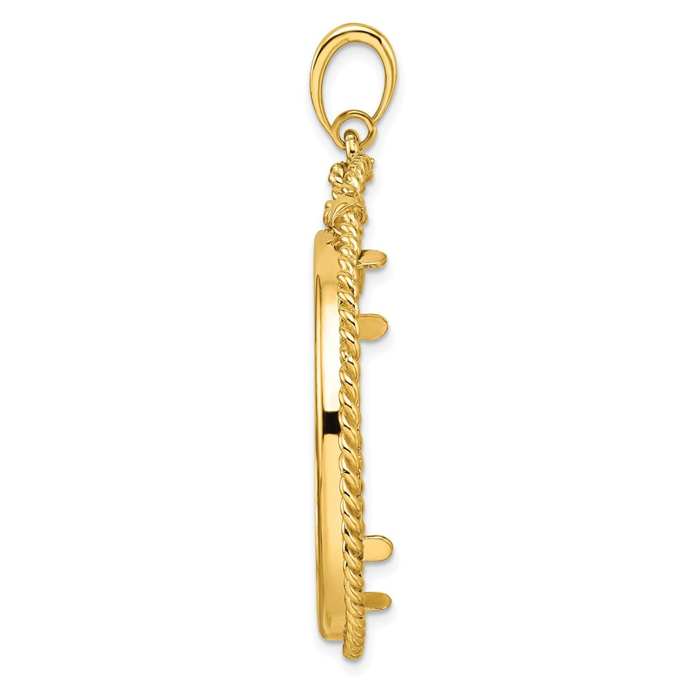FJC Finejewelers 14 kt Yellow Gold Polished Western Rope 32.7mm Prong Coin Bezel Pendant