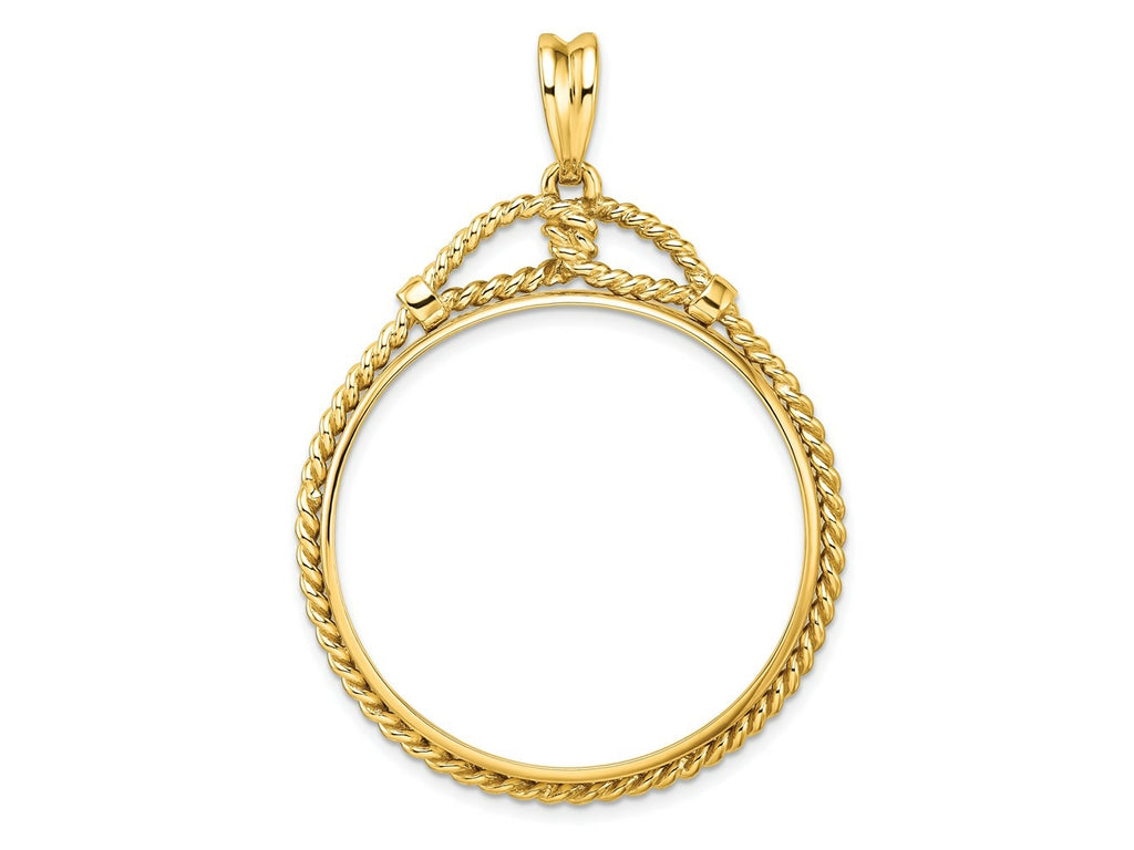 FJC Finejewelers 14 kt Yellow Gold Polished Western Rope 32.7mm Prong Coin Bezel Pendant