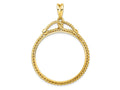 FJC Finejewelers 14 kt Yellow Gold Polished Western Rope 32.7mm Prong Coin Bezel Pendant