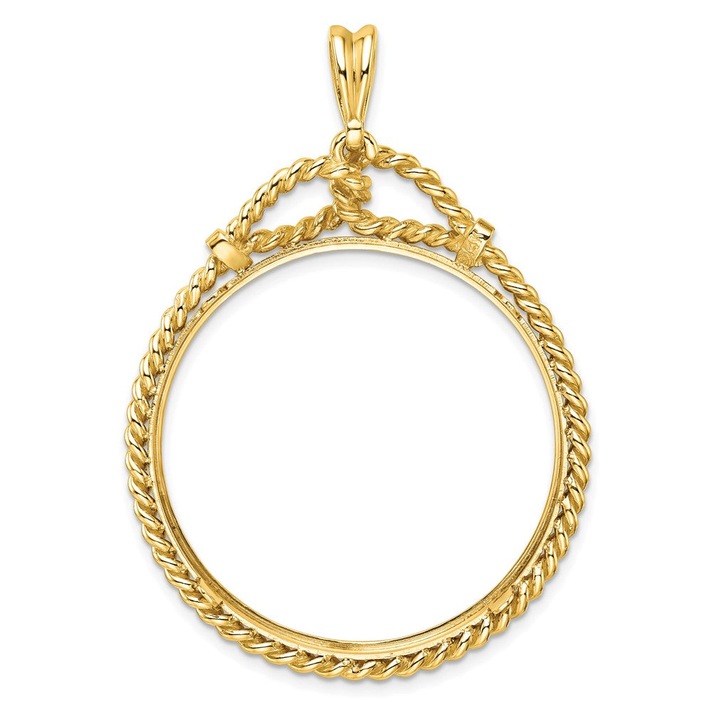 FJC Finejewelers 14 kt Yellow Gold Polished Western Rope 34.2mm Prong Coin Bezel Pendant