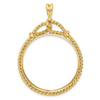 FJC Finejewelers 14 kt Yellow Gold Polished Western Rope 34.2mm Prong Coin Bezel Pendant