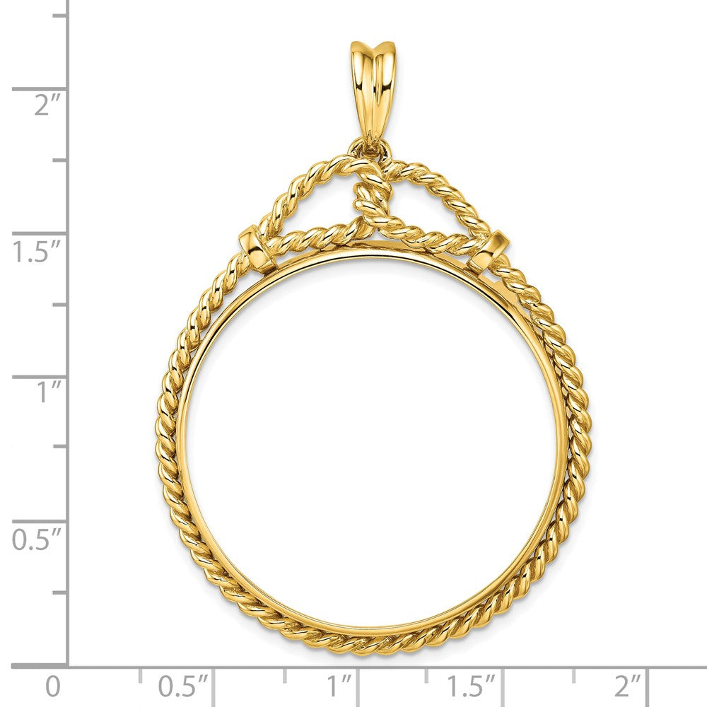 FJC Finejewelers 14 kt Yellow Gold Polished Western Rope 34.2mm Prong Coin Bezel Pendant