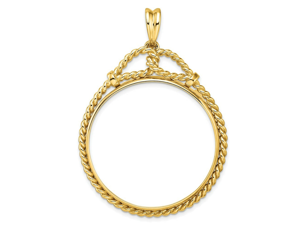 FJC Finejewelers 14 kt Yellow Gold Polished Western Rope 34.2mm Prong Coin Bezel Pendant