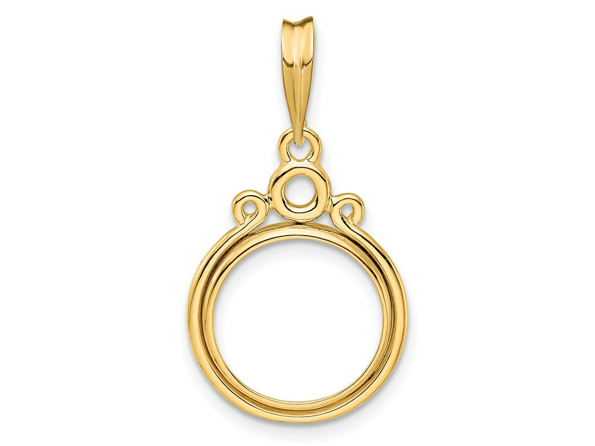 FJC Finejewelers 14 kt Yellow Gold Triple Circle Top 13.0mm Prong Coin Bezel Pendant