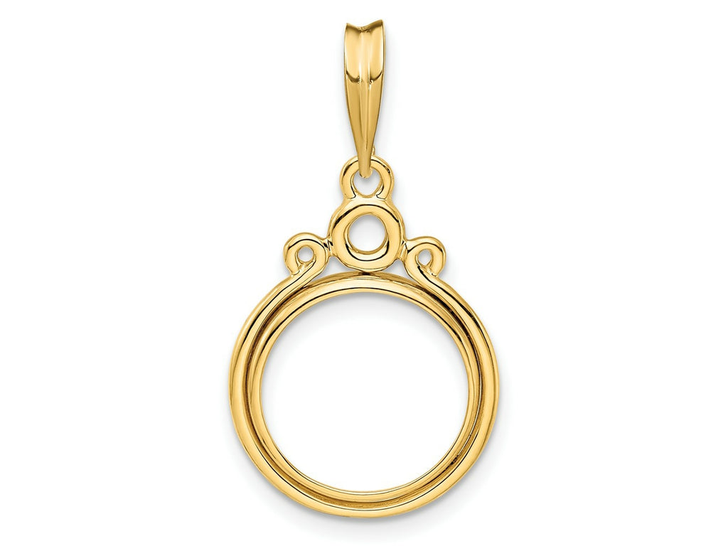 FJC Finejewelers 14 kt Yellow Gold Triple Circle Top 13.0mm Prong Coin Bezel Pendant