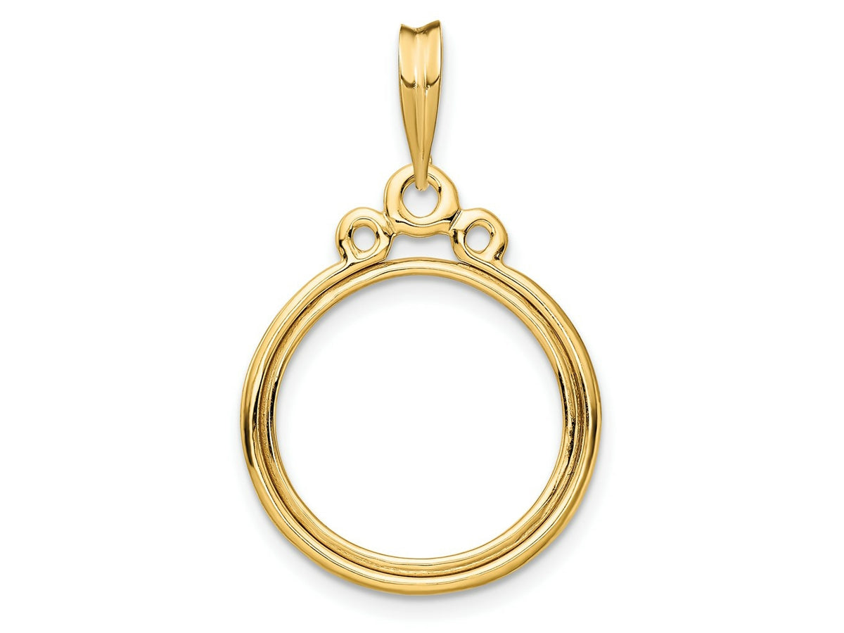 FJC Finejewelers 14 kt Yellow Gold Triple Circle Top 16.5mm Prong Coin Bezel Pendant