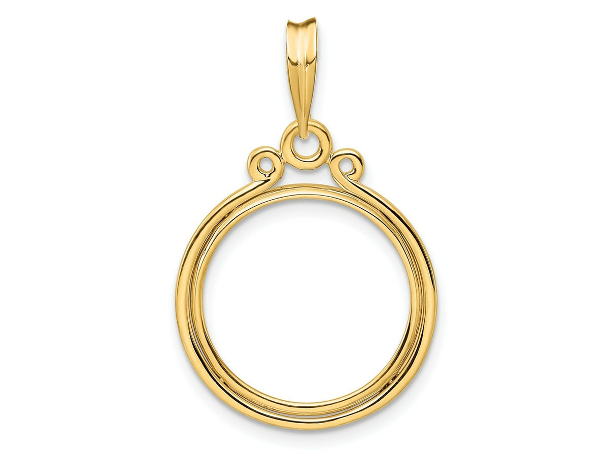 FJC Finejewelers 14 kt Yellow Gold Triple Circle Top 17.8mm Prong Coin Bezel Pendant