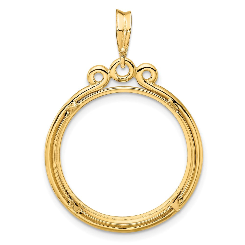 FJC Finejewelers 14 kt Yellow Gold Triple Circle Top 21.6mm Prong Coin Bezel Pendant