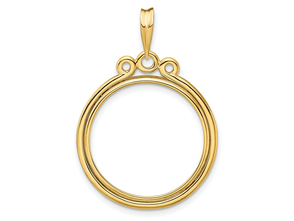FJC Finejewelers 14 kt Yellow Gold Triple Circle Top 21.6mm Prong Coin Bezel Pendant