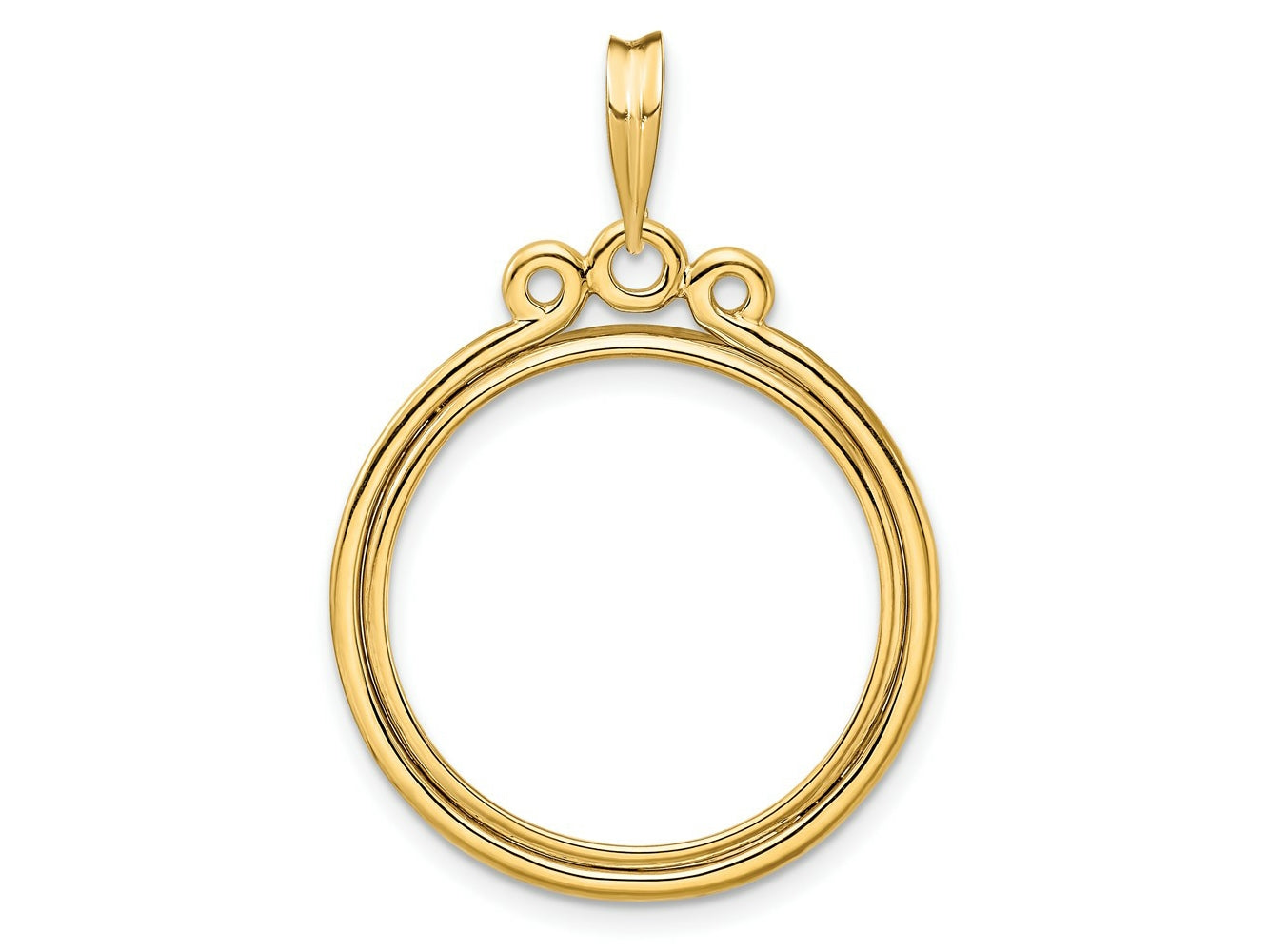 FJC Finejewelers 14 kt Yellow Gold Triple Circle Top 21.6mm Prong Coin Bezel Pendant