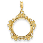 FJC Finejewelers 14 kt Yellow Gold Polished Flower Blossom 16.5mm Prong Coin Bezel Pendant