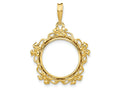 FJC Finejewelers 14 kt Yellow Gold Polished Flower Blossom 16.5mm Prong Coin Bezel Pendant
