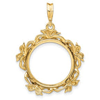FJC Finejewelers 14 kt Yellow Gold Polished Flower Blossom 17.8mm Prong Coin Bezel Pendant
