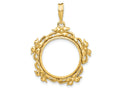 FJC Finejewelers 14 kt Yellow Gold Polished Flower Blossom 17.8mm Prong Coin Bezel Pendant