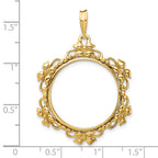 FJC Finejewelers 14 kt Yellow Gold Polished Flower Blossom 21.6mm Prong Coin Bezel Pendant