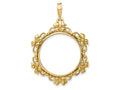 FJC Finejewelers 14 kt Yellow Gold Polished Flower Blossom 21.6mm Prong Coin Bezel Pendant