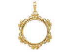 FJC Finejewelers 14 kt Yellow Gold Polished Flower Blossom 21.6mm Prong Coin Bezel Pendant