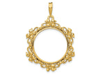 FJC Finejewelers 14 kt Yellow Gold Polished Flower Blossom 22.0mm Prong Coin Bezel Pendant