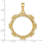 FJC Finejewelers 14 kt Yellow Gold Polished Flower Blossom 27.0mm Prong Coin Bezel Pendant