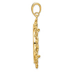 FJC Finejewelers 14 kt Yellow Gold Polished Flower Blossom 27.0mm Prong Coin Bezel Pendant
