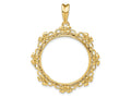 FJC Finejewelers 14 kt Yellow Gold Polished Flower Blossom 27.0mm Prong Coin Bezel Pendant